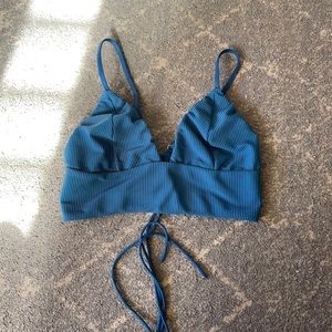 Frankies bikinis blue ribbed bikini top